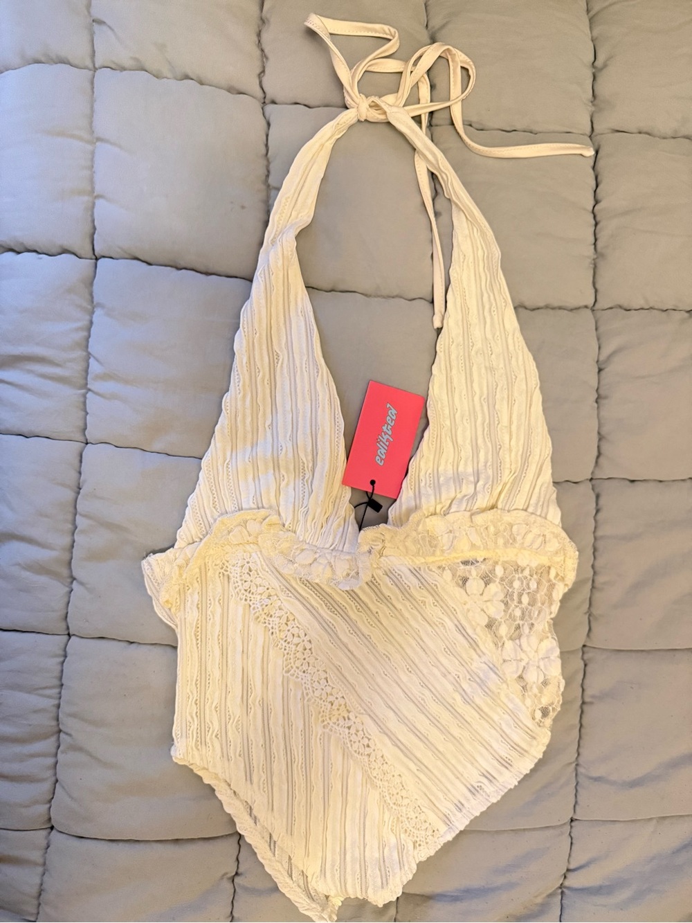 Edikted Ivory Lace Halter Camisole